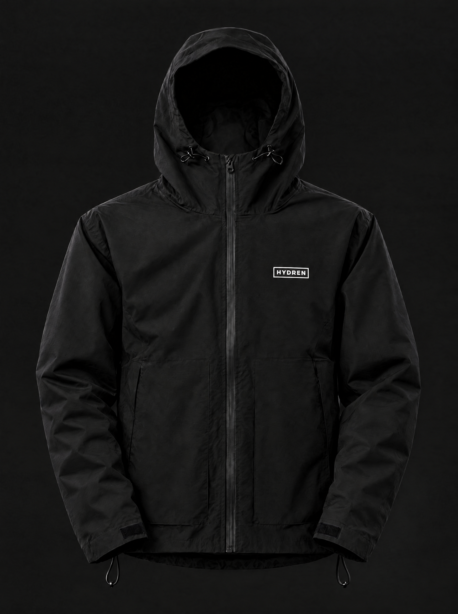 Black Hydren jacket in its solid dry appearance